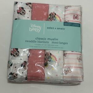 aden + anais Disney Baby Muslin Swaddle Blankets - Pink and White
